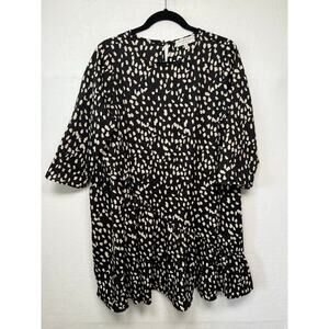 Hayden Black Baby Doll Polka-Dot Dress, Size M